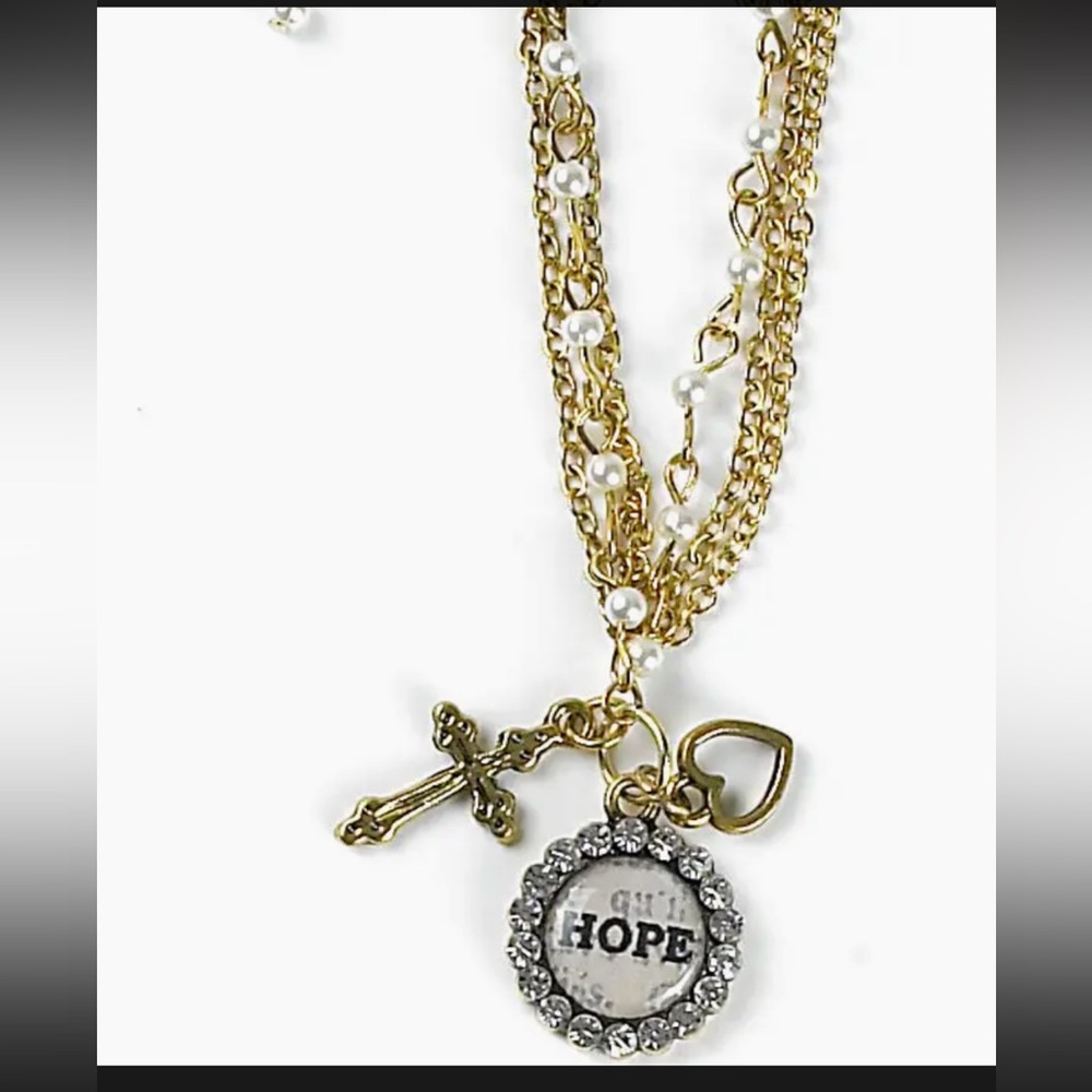 Monarch Mini Cross & Heart “Hope” Necklace